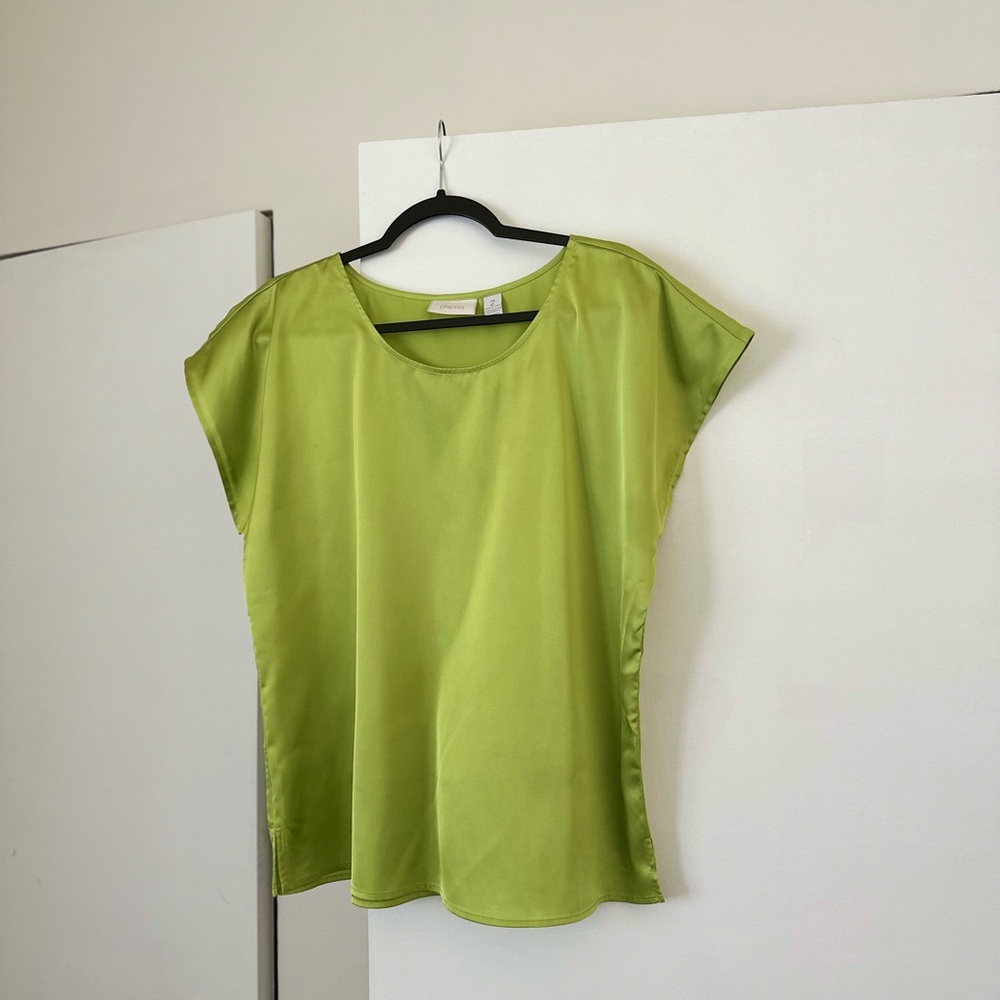 Chico's Vibrant Green Satin Blouse